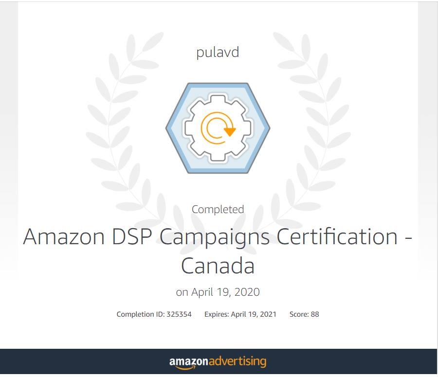 Amazon DSP Campaigns Certification, Canada